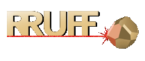 Logo for the RUFF project, which assembles a database of Raman spectroscope data on mineral species.