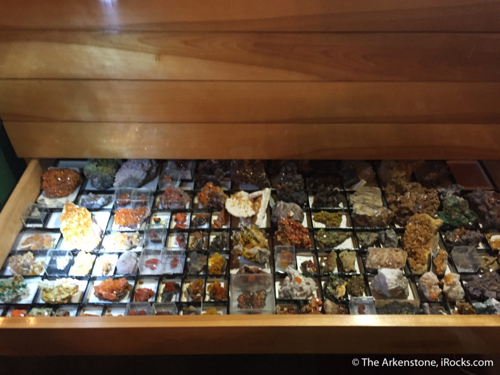 Decades of acquiring fine minerals filled custom-made drawers.