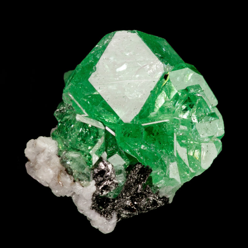 Green tsavorite garnet crystal available for bidding on mineralauctions.com